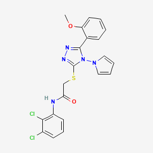 molecular formula C21H17Cl2N5O2S B2690432 N-(2,3-dichlorophenyl)-2-{[5-(2-methoxyphenyl)-4-(1H-pyrrol-1-yl)-4H-1,2,4-triazol-3-yl]sulfanyl}acetamide CAS No. 896315-26-7