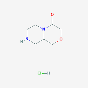 molecular formula C7H13ClN2O2 B2690434 hexahydropyrazino[2,1-c][1,4]oxazin-4(3H)-one hydrochloride CAS No. 907611-38-5