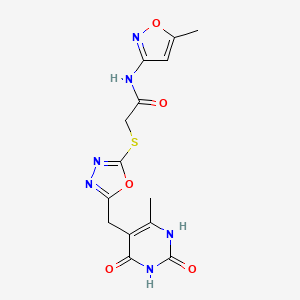 2-((5-((6-methyl-2,4-dioxo-1,2,3,4-tetrahydropyrimidin-5-yl)methyl)-1,3,4-oxadiazol-2-yl)thio)-N-(5-methylisoxazol-3-yl)acetamide