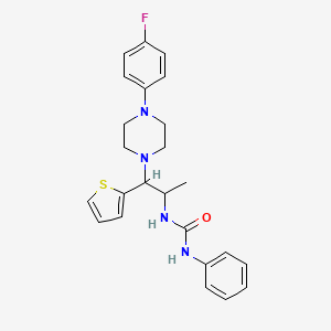molecular formula C24H27FN4OS B2690458 1-(1-(4-(4-Fluorophenyl)piperazin-1-yl)-1-(thiophen-2-yl)propan-2-yl)-3-phenylurea CAS No. 863018-13-7