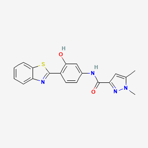 molecular formula C19H16N4O2S B2690460 N-(4-(苯并[d]噻唑-2-基)-3-羟基苯基)-1,5-二甲基-1H-吡唑-3-甲酰胺 CAS No. 1019105-80-6