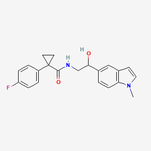 molecular formula C21H21FN2O2 B2690461 1-(4-fluorophenyl)-N-(2-hydroxy-2-(1-methyl-1H-indol-5-yl)ethyl)cyclopropanecarboxamide CAS No. 2034409-44-2