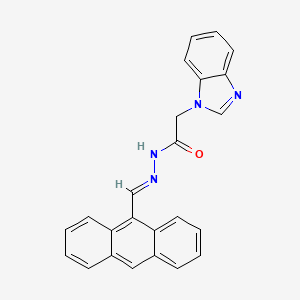 molecular formula C24H18N4O B2690470 N-[(E)-蒽-9-基甲亚胺]-2-(苯并咪唑-1-基)乙酰胺 CAS No. 305352-69-6