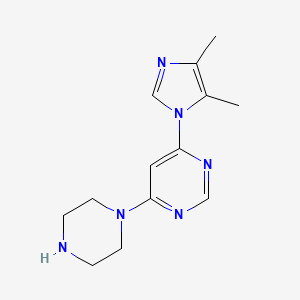 molecular formula C13H18N6 B2690477 4-(4,5-二甲基-1H-咪唑-1-基)-6-(哌嗪-1-基)嘧啶 CAS No. 1706449-97-9