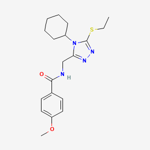 N-((4-cyclohexyl-5-(ethylthio)-4H-1,2,4-triazol-3-yl)methyl)-4-methoxybenzamide