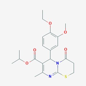 molecular formula C21H26N2O5S B2690489 Isopropyl 6-(4-ethoxy-3-methoxyphenyl)-8-methyl-4-oxo-2,3,4,6-tetrahydropyrimido[2,1-b][1,3]thiazine-7-carboxylate CAS No. 620156-88-9