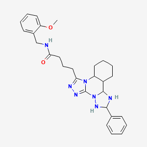 N-[(2-methoxyphenyl)methyl]-4-{9-phenyl-2,4,5,7,8,10-hexaazatetracyclo[10.4.0.0^{2,6}.0^{7,11}]hexadeca-1(16),3,5,8,10,12,14-heptaen-3-yl}butanamide