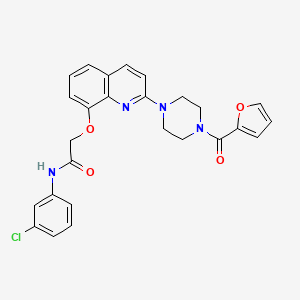 molecular formula C26H23ClN4O4 B2690511 N-(3-chlorophenyl)-2-((2-(4-(furan-2-carbonyl)piperazin-1-yl)quinolin-8-yl)oxy)acetamide CAS No. 941910-18-5