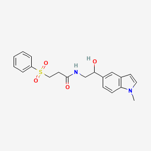 molecular formula C20H22N2O4S B2690518 N-(2-hydroxy-2-(1-methyl-1H-indol-5-yl)ethyl)-3-(phenylsulfonyl)propanamide CAS No. 2034255-85-9