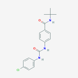 molecular formula C18H20ClN3O2 B269052 N-(tert-butyl)-4-{[(4-chloroanilino)carbonyl]amino}benzamide 