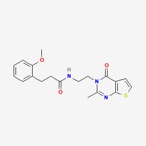 molecular formula C19H21N3O3S B2690529 3-(2-methoxyphenyl)-N-(2-(2-methyl-4-oxothieno[2,3-d]pyrimidin-3(4H)-yl)ethyl)propanamide CAS No. 1904186-75-9