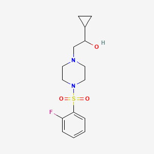 molecular formula C15H21FN2O3S B2690542 1-Cyclopropyl-2-(4-((2-fluorophenyl)sulfonyl)piperazin-1-yl)ethanol CAS No. 1396677-82-9