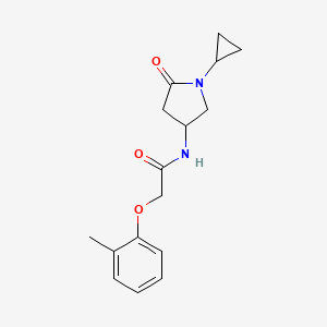 molecular formula C16H20N2O3 B2690546 N-(1-环丙基-5-氧代吡咯啉-3-基)-2-(邻甲苯氧基)乙酰胺 CAS No. 1396684-37-9