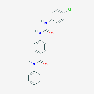 molecular formula C21H18ClN3O2 B269055 4-{[(4-chloroanilino)carbonyl]amino}-N-methyl-N-phenylbenzamide 