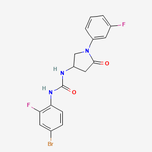 molecular formula C17H14BrF2N3O2 B2690555 1-(4-Bromo-2-fluorophenyl)-3-[1-(3-fluorophenyl)-5-oxopyrrolidin-3-yl]urea CAS No. 894031-30-2