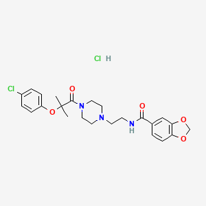 molecular formula C24H29Cl2N3O5 B2690559 N-(2-(4-(2-(4-chlorophenoxy)-2-methylpropanoyl)piperazin-1-yl)ethyl)benzo[d][1,3]dioxole-5-carboxamide hydrochloride CAS No. 1329875-46-8