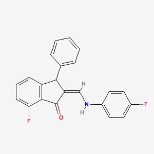 (2Z)-7-fluoro-2-{[(4-fluorophenyl)amino]methylidene}-3-phenyl-2,3-dihydro-1H-inden-1-one