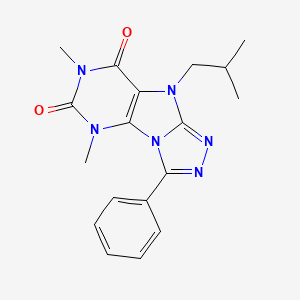 molecular formula C18H20N6O2 B2690566 9-异丁基-5,7-二甲基-3-苯基-5H-[1,2,4]三唑并[4,3-e]嘧啶-6,8(7H,9H)-二酮 CAS No. 921555-54-6