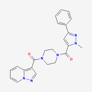 (1-methyl-3-phenyl-1H-pyrazol-5-yl)(4-(pyrazolo[1,5-a]pyridine-3-carbonyl)piperazin-1-yl)methanone