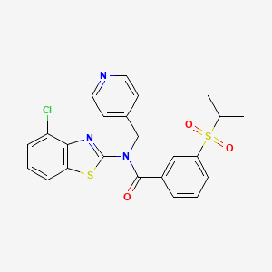 molecular formula C23H20ClN3O3S2 B2690576 N-(4-chlorobenzo[d]thiazol-2-yl)-3-(isopropylsulfonyl)-N-(pyridin-4-ylmethyl)benzamide CAS No. 923203-04-7