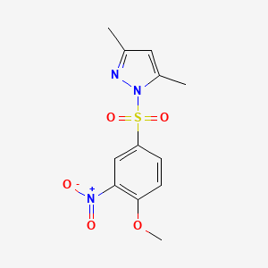 molecular formula C12H13N3O5S B2690587 1-(4-Methoxy-3-nitrophenyl)sulfonyl-3,5-dimethylpyrazole CAS No. 957014-50-5