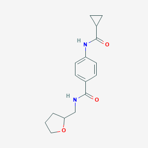 molecular formula C16H20N2O3 B269059 4-[(cyclopropylcarbonyl)amino]-N-(tetrahydro-2-furanylmethyl)benzamide 