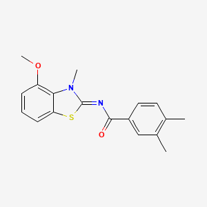 molecular formula C18H18N2O2S B2690591 (E)-N-(4-甲氧基-3-甲基苯并[d]噻唑-2(3H)-基亚甲基)-3,4-二甲基苯甲酰胺 CAS No. 441291-50-5