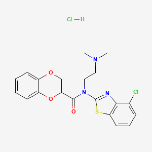 molecular formula C20H21Cl2N3O3S B2690598 N-(4-chlorobenzo[d]thiazol-2-yl)-N-(2-(dimethylamino)ethyl)-2,3-dihydrobenzo[b][1,4]dioxine-2-carboxamide hydrochloride CAS No. 1216462-68-8