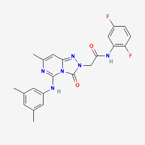 molecular formula C22H20F2N6O2 B2690606 N-(2,5-二氟苯基)-2-(5-((3,5-二甲基苯基)氨基)-7-甲基-3-氧代-[1,2,4]三唑并[4,3-c]嘧啶-2(3H)-基)乙酰胺 CAS No. 1251626-45-5