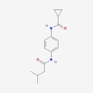 molecular formula C15H20N2O2 B269061 N-{4-[(3-methylbutanoyl)amino]phenyl}cyclopropanecarboxamide 
