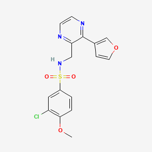 molecular formula C16H14ClN3O4S B2690618 3-氯-N-((3-(呋喃-3-基)吡嘧啶-2-基)甲基)-4-甲氧基苯甲酰胺 CAS No. 2034238-39-4