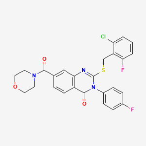2-((2-chloro-6-fluorobenzyl)thio)-3-(4-fluorophenyl)-7-(morpholine-4-carbonyl)quinazolin-4(3H)-one