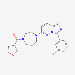 molecular formula C21H23FN6O2 B2690642 [4-[3-(3-Fluorophenyl)-[1,2,4]triazolo[4,3-b]pyridazin-6-yl]-1,4-diazepan-1-yl]-(oxolan-3-yl)methanone CAS No. 2380190-27-0