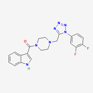 molecular formula C21H19F2N7O B2690648 (4-((1-(3,4-difluorophenyl)-1H-tetrazol-5-yl)methyl)piperazin-1-yl)(1H-indol-3-yl)methanone CAS No. 1040677-90-4