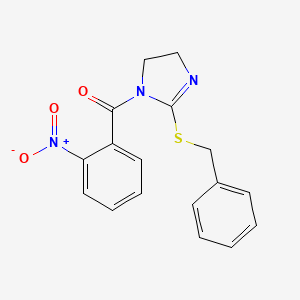 molecular formula C17H15N3O3S B2690657 (2-Benzylsulfanyl-4,5-dihydroimidazol-1-yl)-(2-nitrophenyl)methanone CAS No. 151050-94-1