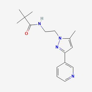 molecular formula C16H22N4O B2690664 N-(2-(5-methyl-3-(pyridin-3-yl)-1H-pyrazol-1-yl)ethyl)pivalamide CAS No. 2034604-06-1