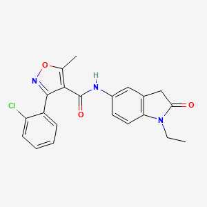 molecular formula C21H18ClN3O3 B2690669 3-(2-chlorophenyl)-N-(1-ethyl-2-oxoindolin-5-yl)-5-methylisoxazole-4-carboxamide CAS No. 921837-14-1