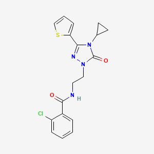 2-chloro-N-(2-(4-cyclopropyl-5-oxo-3-(thiophen-2-yl)-4,5-dihydro-1H-1,2,4-triazol-1-yl)ethyl)benzamide