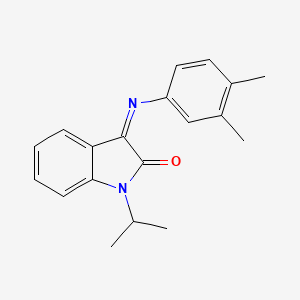molecular formula C19H20N2O B2690683 3-[(3,4-二甲基苯基)亚胺]-1-异丙基-1,3-二氢-2H-吲哚-2-酮 CAS No. 338414-84-9