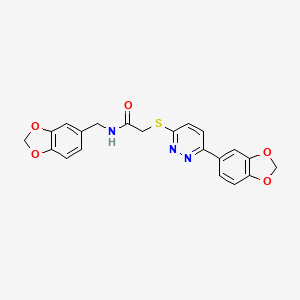 2-((6-(benzo[d][1,3]dioxol-5-yl)pyridazin-3-yl)thio)-N-(benzo[d][1,3]dioxol-5-ylmethyl)acetamide