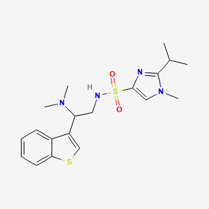 molecular formula C19H26N4O2S2 B2690686 N-(2-(benzo[b]thiophen-3-yl)-2-(dimethylamino)ethyl)-2-isopropyl-1-methyl-1H-imidazole-4-sulfonamide CAS No. 2034391-57-4