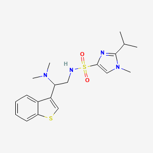 molecular formula C19H26N4O2S2 B2690686 N-(2-(苯并[b]噻吩-3-基)-2-(二甲基氨基)乙基)-2-异丙基-1-甲基-1H-咪唑-4-磺酸酰胺 CAS No. 2034391-57-4