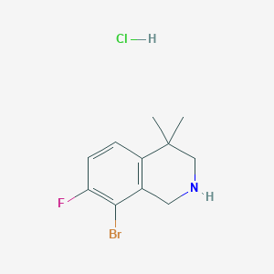 molecular formula C11H14BrClFN B2690690 8-Bromo-7-fluoro-4,4-dimethyl-2,3-dihydro-1H-isoquinoline;hydrochloride CAS No. 2460748-59-6