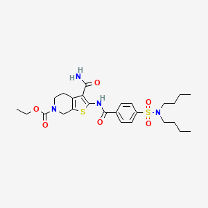 molecular formula C26H36N4O6S2 B2690696 ethyl 3-carbamoyl-2-(4-(N,N-dibutylsulfamoyl)benzamido)-4,5-dihydrothieno[2,3-c]pyridine-6(7H)-carboxylate CAS No. 449781-97-9