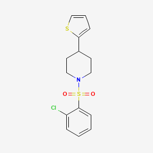 molecular formula C15H16ClNO2S2 B2690703 1-((2-Chlorophenyl)sulfonyl)-4-(thiophen-2-yl)piperidine CAS No. 1396716-41-8