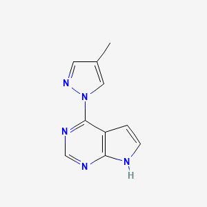 molecular formula C10H9N5 B2690710 4-(4-Methylpyrazol-1-yl)-7H-pyrrolo[2,3-d]pyrimidine CAS No. 2309190-75-6