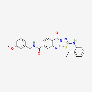 2-((2-ethylphenyl)amino)-N-(3-methoxybenzyl)-5-oxo-5H-[1,3,4]thiadiazolo[2,3-b]quinazoline-8-carboxamide