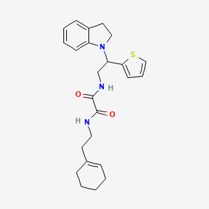 molecular formula C24H29N3O2S B2690721 N1-(2-(环己-1-烯-1-基)乙基)-N2-(2-(吲哚-1-基)-2-(噻吩-2-基)乙基)草酰胺 CAS No. 898424-17-4