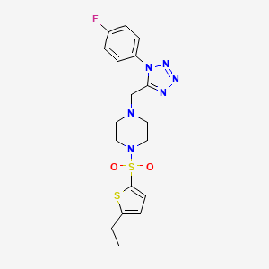 molecular formula C18H21FN6O2S2 B2690724 1-((5-ethylthiophen-2-yl)sulfonyl)-4-((1-(4-fluorophenyl)-1H-tetrazol-5-yl)methyl)piperazine CAS No. 1049484-52-7