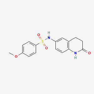 molecular formula C16H16N2O4S B2690725 4-methoxy-N-(2-oxo-1,2,3,4-tetrahydroquinolin-6-yl)benzenesulfonamide CAS No. 922005-82-1